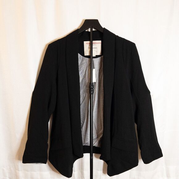 Anthropologie Cartonnier Black Blazer Jacket Draped Open- Front Size Medium NWT - Picture 7 of 13